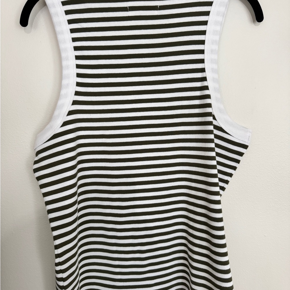 NWT Madewell XL Olive Stripe Racerback Tank Top - Picture 2 of 3